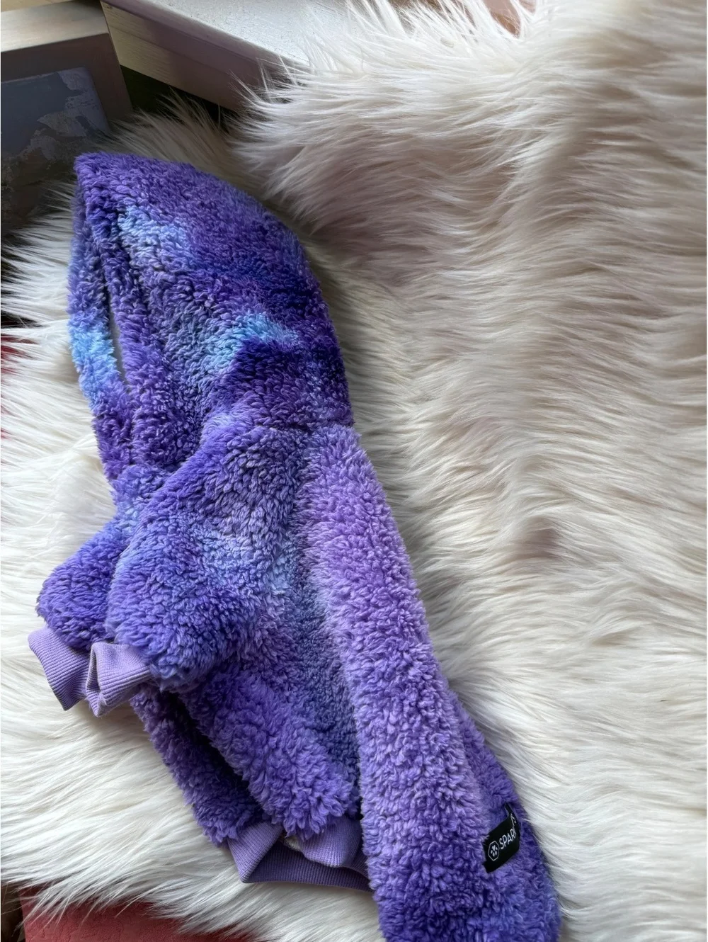 Spark Paws Cozy Purple and Blue Fleece Dog Hoodie Size Large